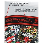 Ed Hardy Mens 3-Pack Performance Boxer Briefs, Active Stretch Dry Fit Print Boxers, Multicolor Male Underwear, Small