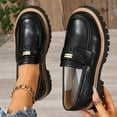 thumbnail image 4 of Wowcloth Women's Fashion Loafers – Round Toe with Metal Buckle, Glossy Finish British Style Casual Shoes for Versatile Wear, 4 of 9