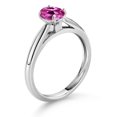 thumbnail image 3 of Gem Stone King 10K White Gold Pink Created Sapphire Solitaire Engagement Ring for Women (0.90 Cttw, Oval 7X5MM, Gemstone September Birthstone, Size 9), 3 of 4