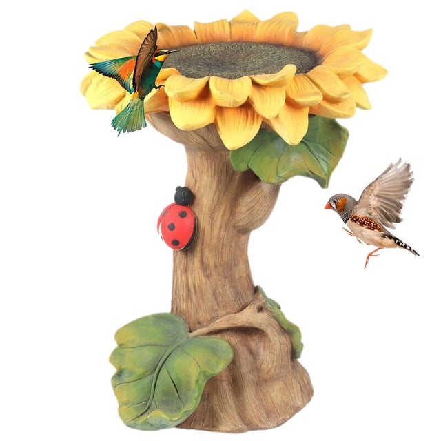 Polyresin Sunflower Bird Bath Garden Ornament Resin Bird Feeder Para Decoración Interior Al Aire Libre matsuzay PT002194-00