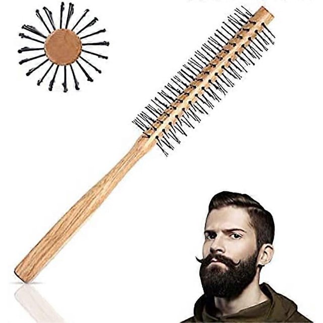 KAIYANG Cepillo redondo para secado con secador, cepillo redondo para cabello con cerdas de jabalí, cerdas de nailon enrollables (marrón)