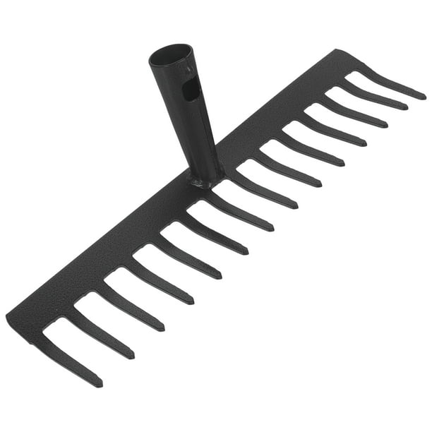 Rastrillos de acero de 14 dientes, prácticos accesorios para rastrillos, herramientas de limpieza para jardinería doméstica (negros, sin mango, estilo aleatorio)