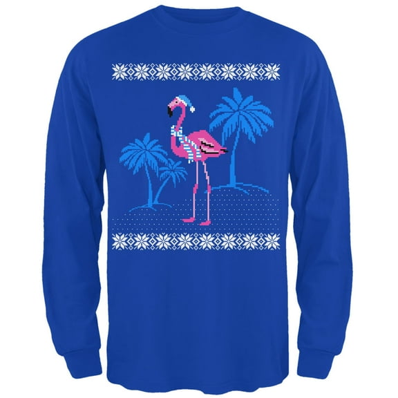 Old Glory Mens Flamingo Winter Ugly Christmas Sweater Long Sleeve T Shirt