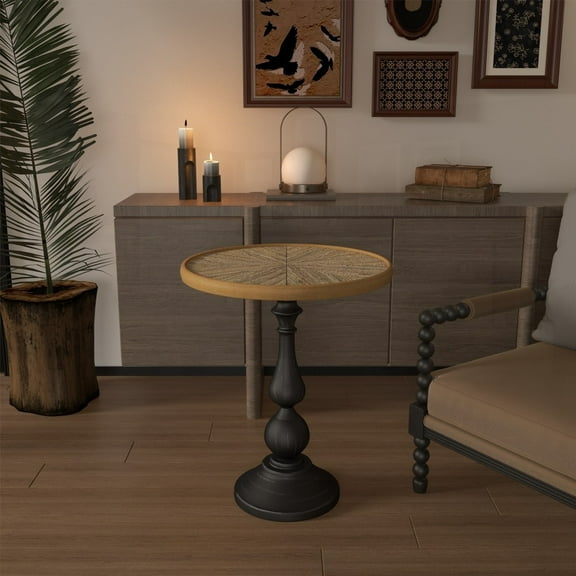 French Country Accent Coffee Side Table with Pedestal Base