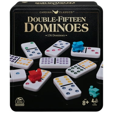 Spin Master Games, Classics Double Fifteen Dominoes Set in Storage Tin, for Ages 8 