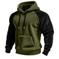 thumbnail image 2 of GuangCheng Mens Color Block Fleece Hoodies,Pullover,Drawstring Hood,Sweatshirt with Kangaroo Pocket,Army Green,L, 2 of 6