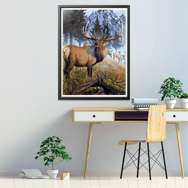 Deer Diamond Art Kits for Adults,DIY 5D Diamond Painting Kits Deer Round Full Drill,for Home Wall Decoration 12x16 inch