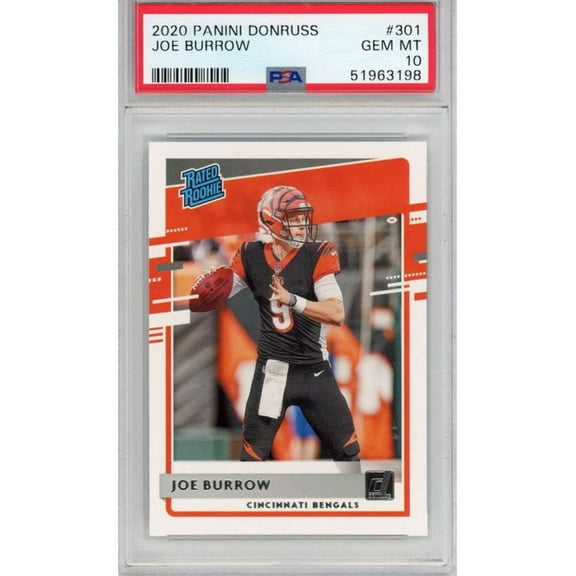 Graded 2020 Panini Donruss Joe Burrow #301 Rookie RC Football Card PSA 10 Gem Mint