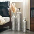 thumbnail image 3 of S-HOME Contemporary Decorative Metal Vases Set of 3 Matte Finish  with Textured Pattern for Home & Event Decor 19.69 to 32.68 Inch, Silver, 3 of 11