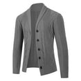 thumbnail image 2 of Zedker Men's Cardigan Sweaters Casual Wool Blend Long Sleeve Shawl Collar Buttons Down Cable Knit Sweater Gray M, 2 of 7