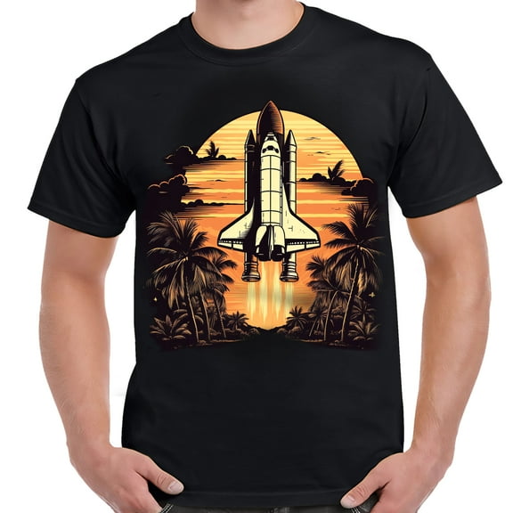 NASA Space Shuttle Tropical Blast Off Adult Shirt-Medium