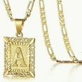 thumbnail image 4 of APIPEE 14K Gold Plated Initial Letter Pendant Necklace for Men and Women – Square Capital A–Z Alphabet on Figaro Chain, 4 of 5