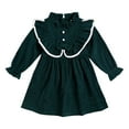 thumbnail image 7 of KPOPLK Toddler Girl Fall Winter Clothes Corduroy Ruffle Long Sleeve Vintage Dress Little Girl Outfit(18-24 Months,A115-Dark Green), 7 of 7