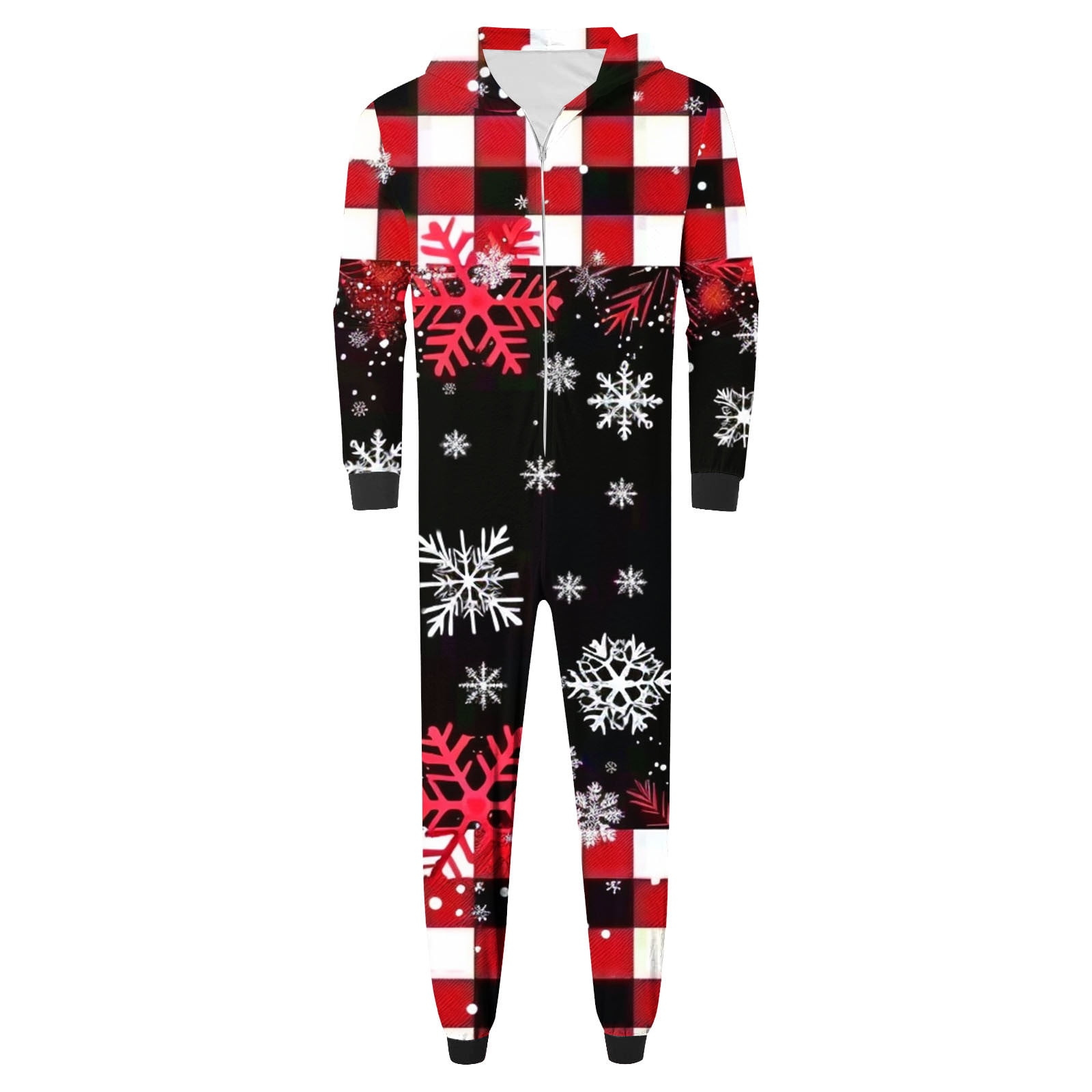 jsaierl Matching Family Christmas Pajamas Set Hoodie Onesies Reindeer Jumpsuit Romper Holiday Pjs One Piece Hooded Sleepwear