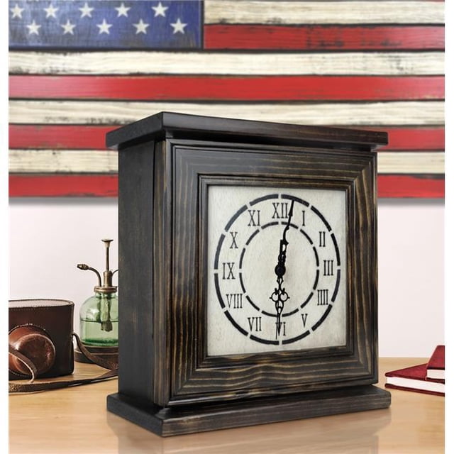 AMERICAN FURNITURE CLASSICS CLOCKDW Mantel Clock in Dark Walnut Veneer with Secret Compartment