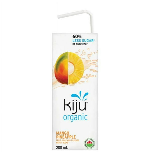 Kiju Organic - Mélange de Jus d'Ananas et d'Eau Filtrée à la Mangue, 4 x 200 Ml