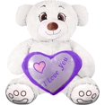 thumbnail image 1 of PELUCHERIA - Oso Rechoncho Blanco ILY con corazon Morado, 1 of 5