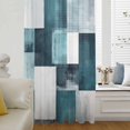 thumbnail image 6 of Teal Geometric Sheer Curtains 54 Inches Long, Vintage Oil Painting Contemporary Light Filering Curtains, Breathable Simi Curtain Privacy Drapes for Kitchen Bathroom Lightweight Small Window Treatment, 6 of 9