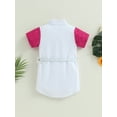 thumbnail image 4 of Bagilaanoe Toddler Baby Girls Shirts Dress Sequins Patchwork Short Sleeve Dress 12M 18M 24M 3T 4T 5T Kids Summer Casual Dress with Belt, 4 of 8