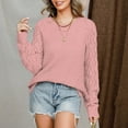 thumbnail image 5 of Annhoo Crochet Sweaters for Women Casual Long Sleeve Crewneck Knitwear Fall Fashion Cutout Pullover Tops, 5 of 7