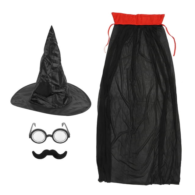 Disfraces de mago para Halloween, Disfraces de mago Sombrero negro Disfraces de mago Fiesta de Halloween Accesorio de disfraz de cosplay Valor excepcional
