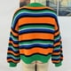 thumbnail image 4 of Suéter De Otoño A Rayas Para Mujer Lady Cozy Jerseys de manga larga Casual Loose Patchwork Pullover Cómodo uso diario Kuymtek Verde S para Mujer, 4 of 8