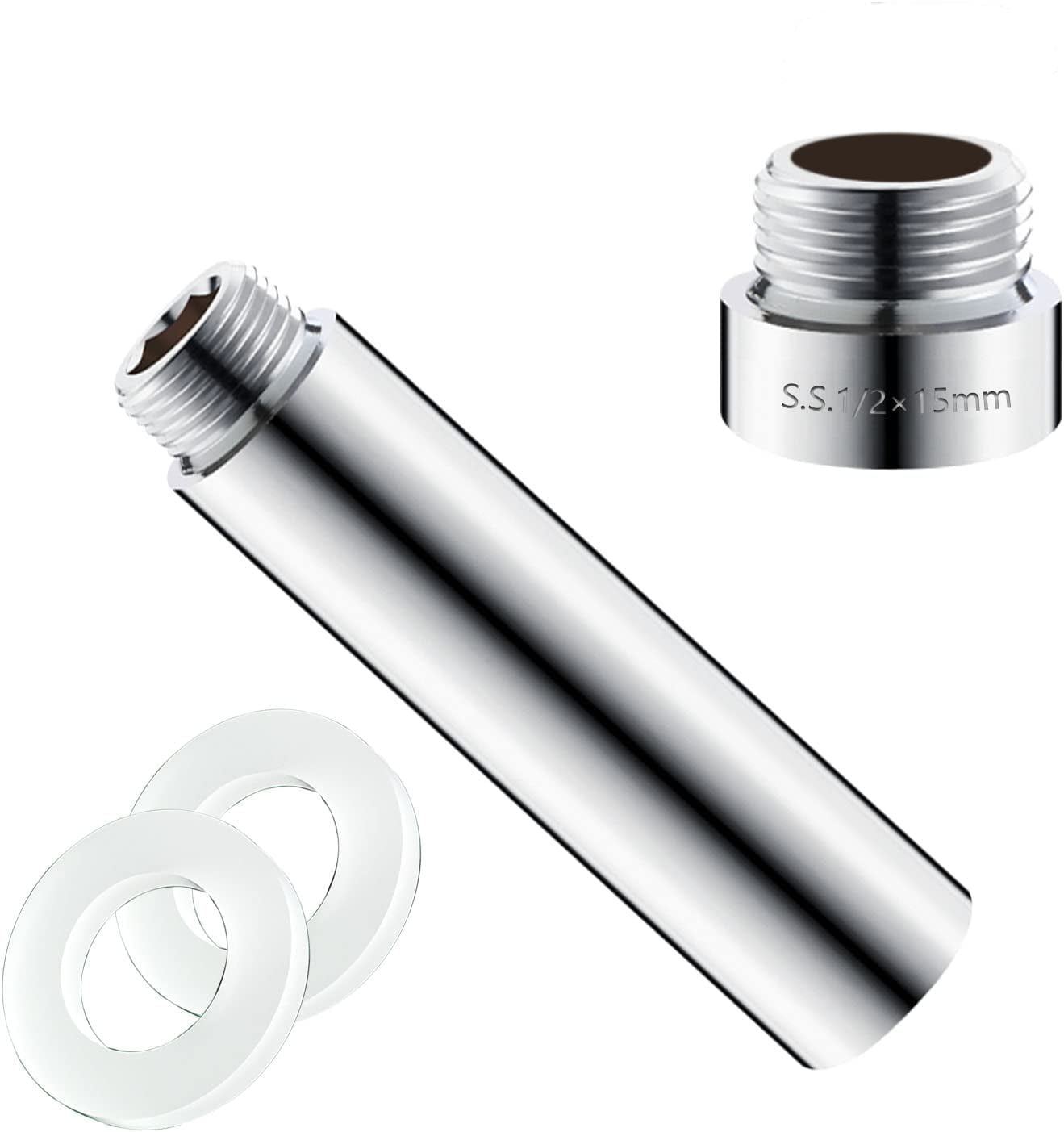 15mm+100mm Length Shower Arm Extension,Handheld Stainless Steel Shower