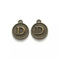 thumbnail image 2 of U8MO 200pcs 14mm Flat Round Letter A~Z Alloy Pendant Antique Bronze Alphabet Charms-D, 2 of 2