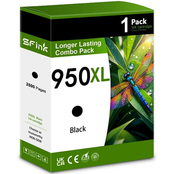 950XL Ink Cartridge (1-Pack Black) - Compatible for HP 950XL Ink Cartridges for OfficeJet Pro 8100 8600 8610 8620 8630 8640 251dw 271dw 276dw Printer