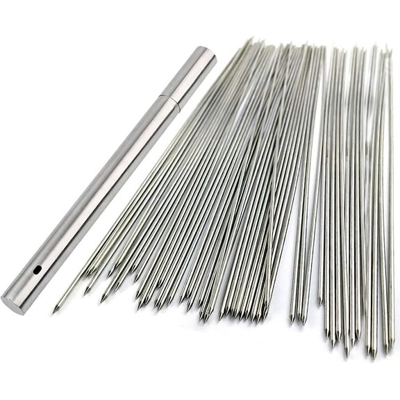Barbecue Skewers, 100PCS Metal Skewers for Grilling BBQ Needle Sticks for Meat Shrimp Chicken Vegetable Outdoor Cooking
