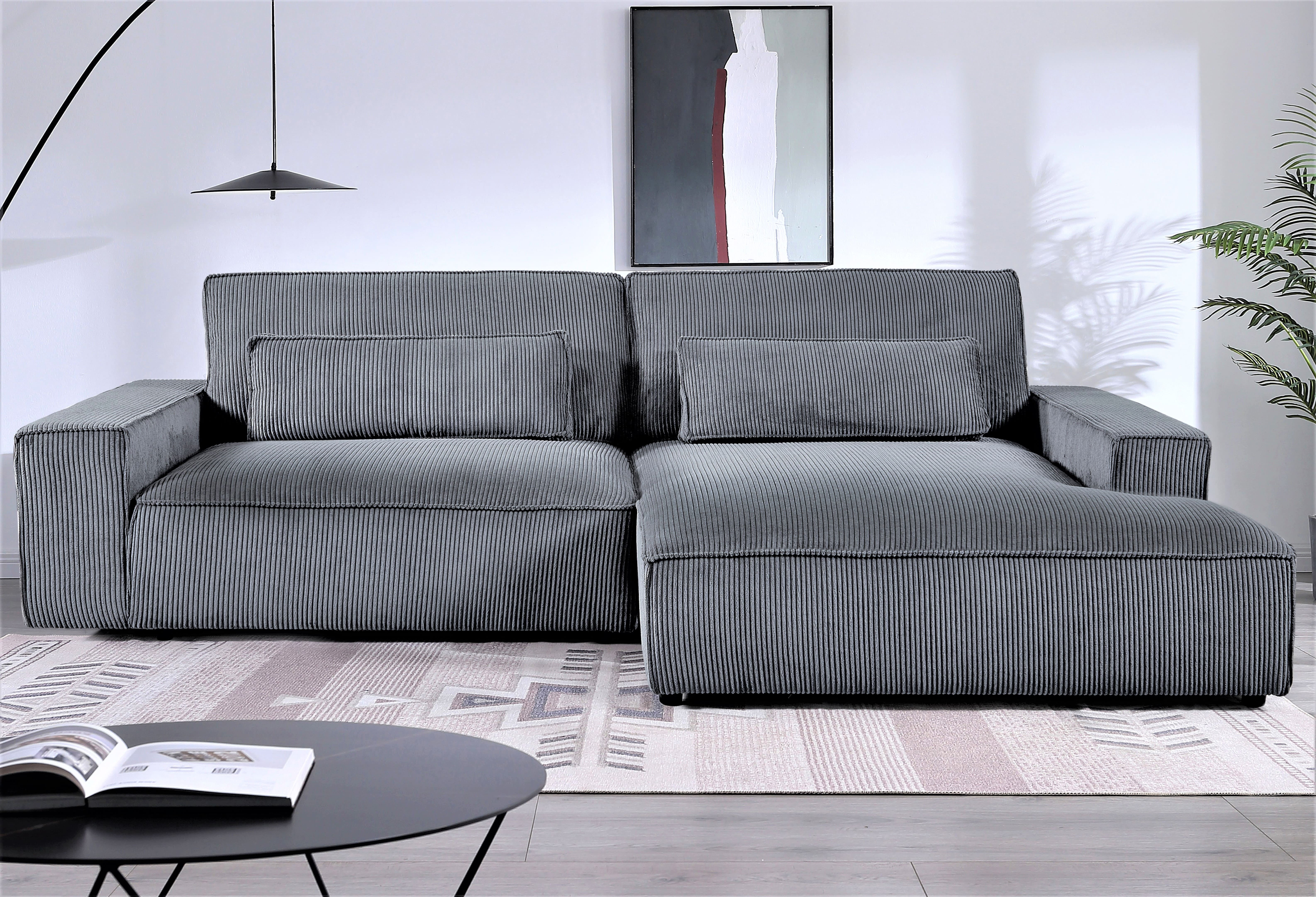US Pride Furniture 105.52''W Oversized Right Faing Chaise Sectional Sofa, Dark Grey