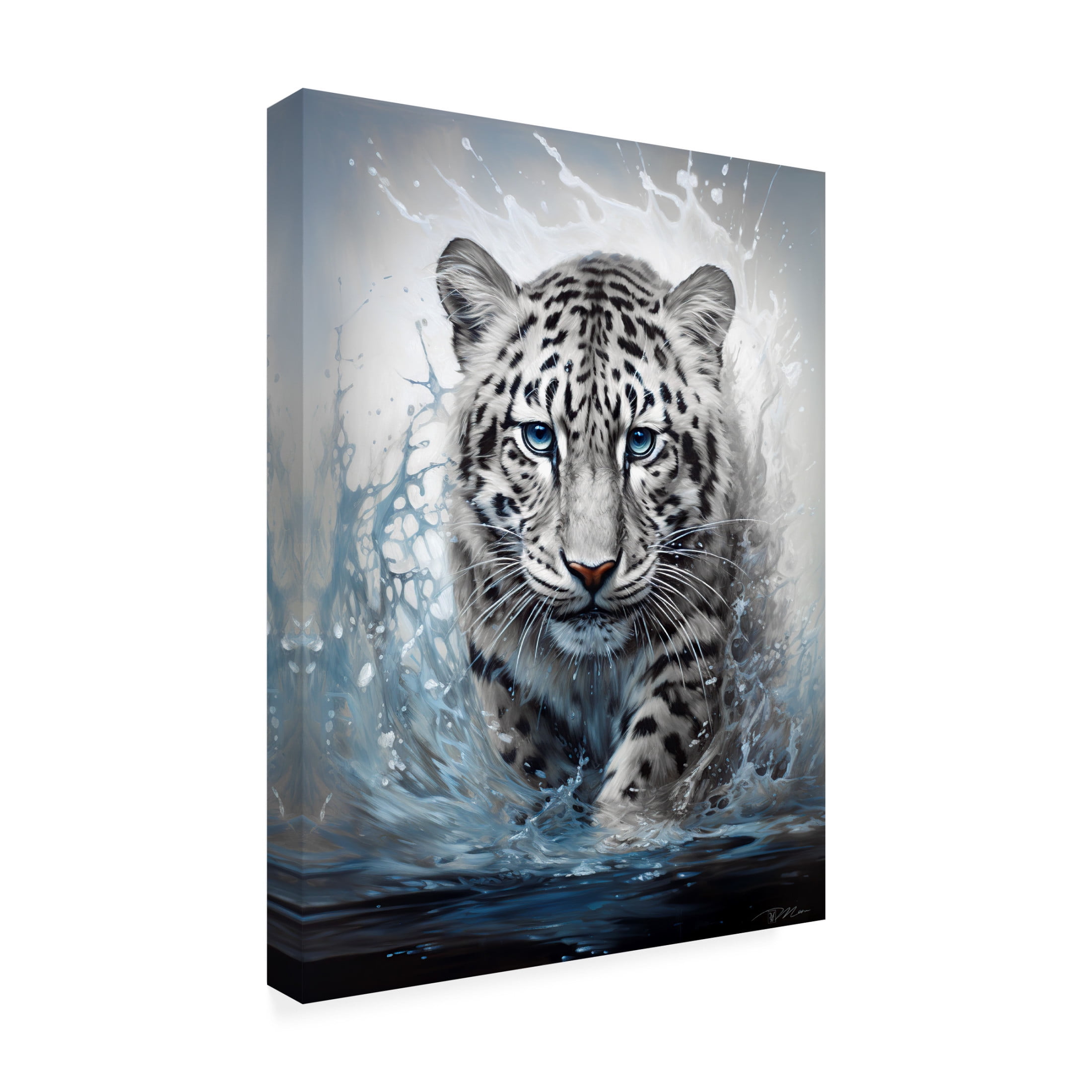 Canvas Wall Art - Momart 'White Leopard' Wall Art for Living Room, Bedroom, or Office Décor by Trademark Fine Art - 14 x 19 Inches