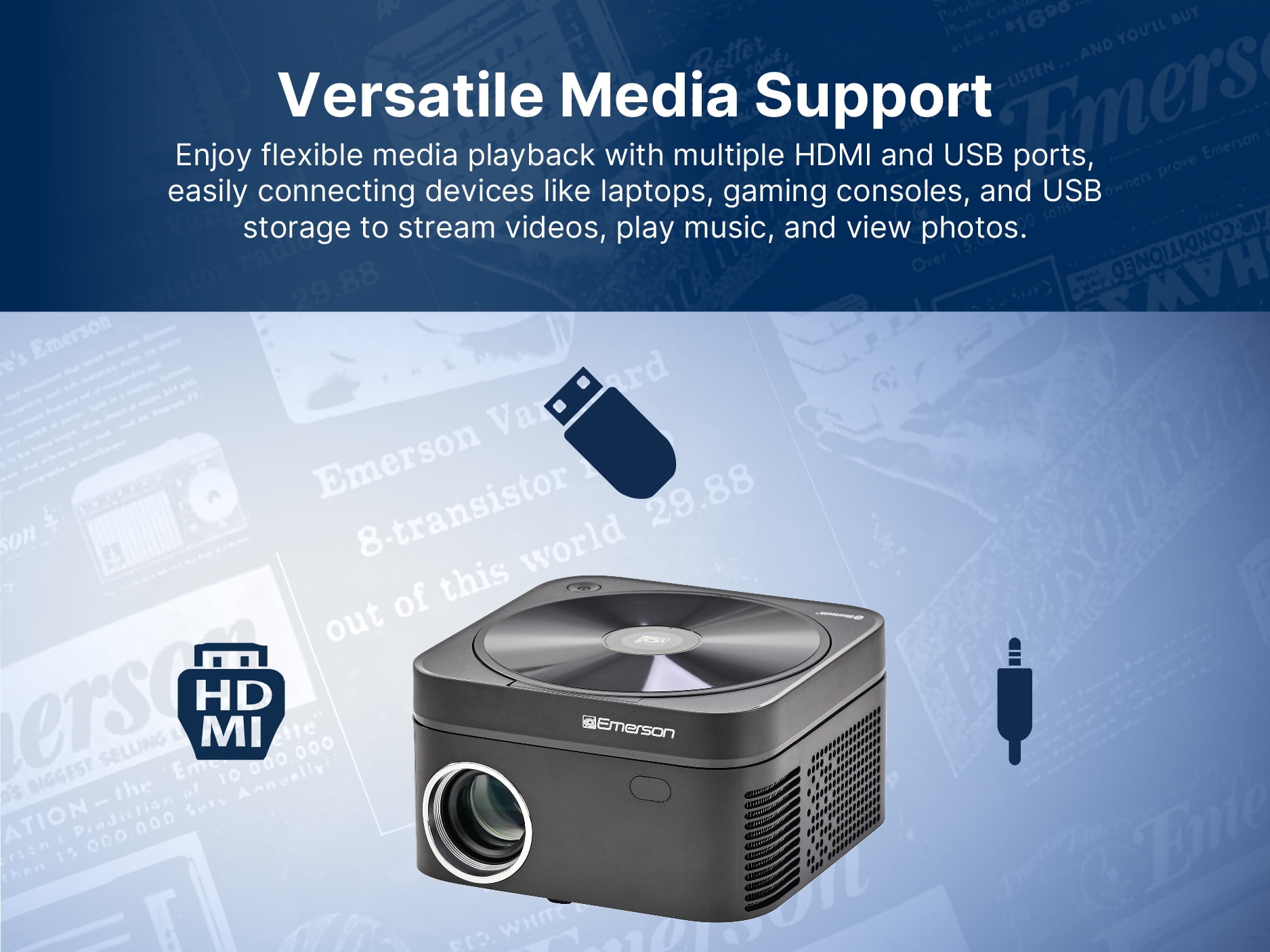 Emerson EVP-2503C 120-Inch Home Theater LCD Projector with Built-In DVD Player Combo
