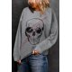 thumbnail image 2 of ABPHQTO Sudadera gris con gráfico de calavera de Halloween para mujer, 2 of 5