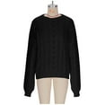 thumbnail image 4 of ZHYou Womens Cable Knit Oversized Sweaters Knitted Tops Thick Warm Lantern Sleeves Soft Comfortable Tops,Black,Size M, 4 of 4