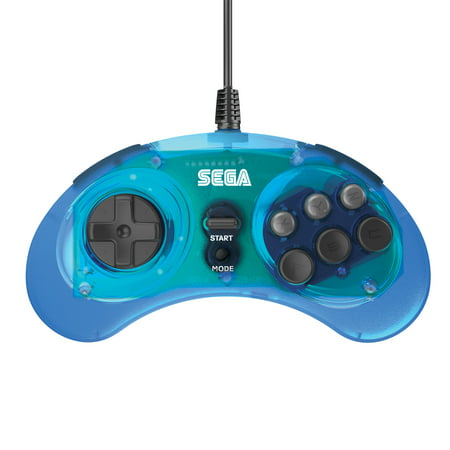 Retro-Bit Official SEGA Genesis Controller Classic 8 - Button Arcade Pad USB Port for PC , Mac , Steam , Clear