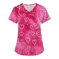 thumbnail image 2 of Women's Valentine's Day Scrub Top V Neck Cute Heart Printed Scrub Tops Valentine's Day Nursing Uniform Shirts Tops with Pockets, 2 of 6