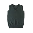 thumbnail image 4 of FAIOROI Unisex Kids V Neck Sweater Vest 100% Cotton Sleeveless Knit for School Wear Army Green 13-14T, 4 of 7