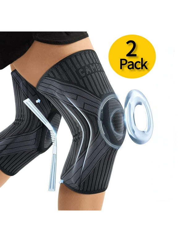 CAMBIVO Knee Brace and Supports for Arthritis Pain, Knee Compression Sleeves, Knee Pads with Patella Gel Pad & Side Stabilizer for Pain Relief, Arthritis, L