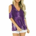 thumbnail image 2 of QLEICOM Women 2023 Summer Tops T-shirt Casual Short Sleeve Lace Up V-Neck Loose Print Tie Dyed Tops Purple XXL, US Size 12, 2 of 4