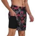 thumbnail image 2 of Kdxio Colorful Hawaii Palms Print Men's Swim Trunks with Compression Liner 7 Inch Inseam Quick Dry Swim Shorts, 2 of 7
