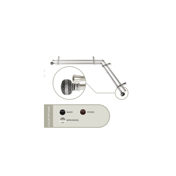 Corner Window Curtain Rod Double Rustic Adjustable 28-48" Satin Nickel Home Decor