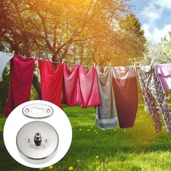 OUNONA Retractable Clothesline Stainless Steel Indoor Outdoor Laundry Rope Lightweight Portable Silver 1pc