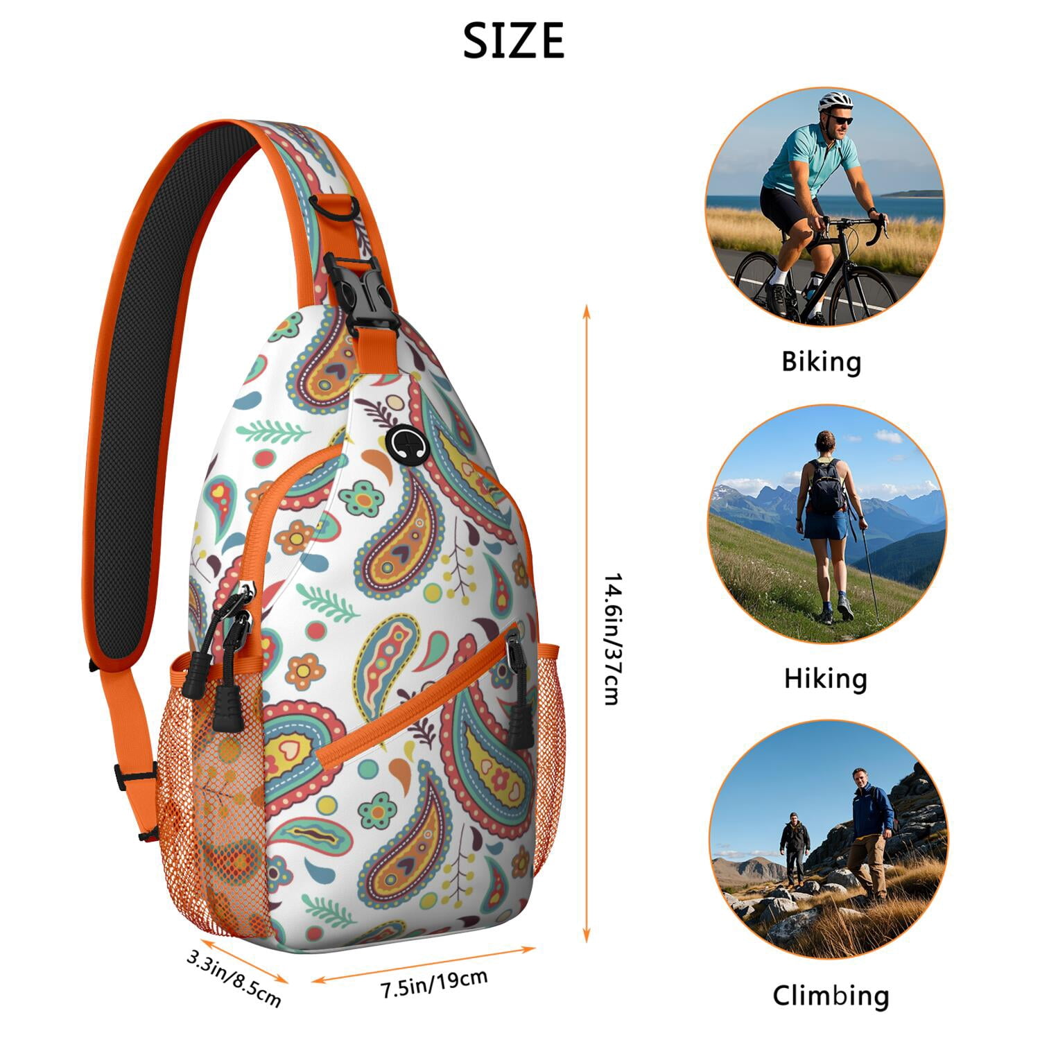 Abstract Ethnic Paisley Sling Bag - Decorative Tribal Chest Bag - Anti-Theft for Urban Commuters