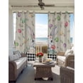 thumbnail image 3 of Easter Black Out Curtains 84 Inch Long for Living Room, Spring Farmhouse Retro Bunny Eggs Flower Black Plaid Blackout Curtain Shade Thermal Insulated Window Curtains Grommet Drapes 42"x84" 2 Panels, 3 of 8