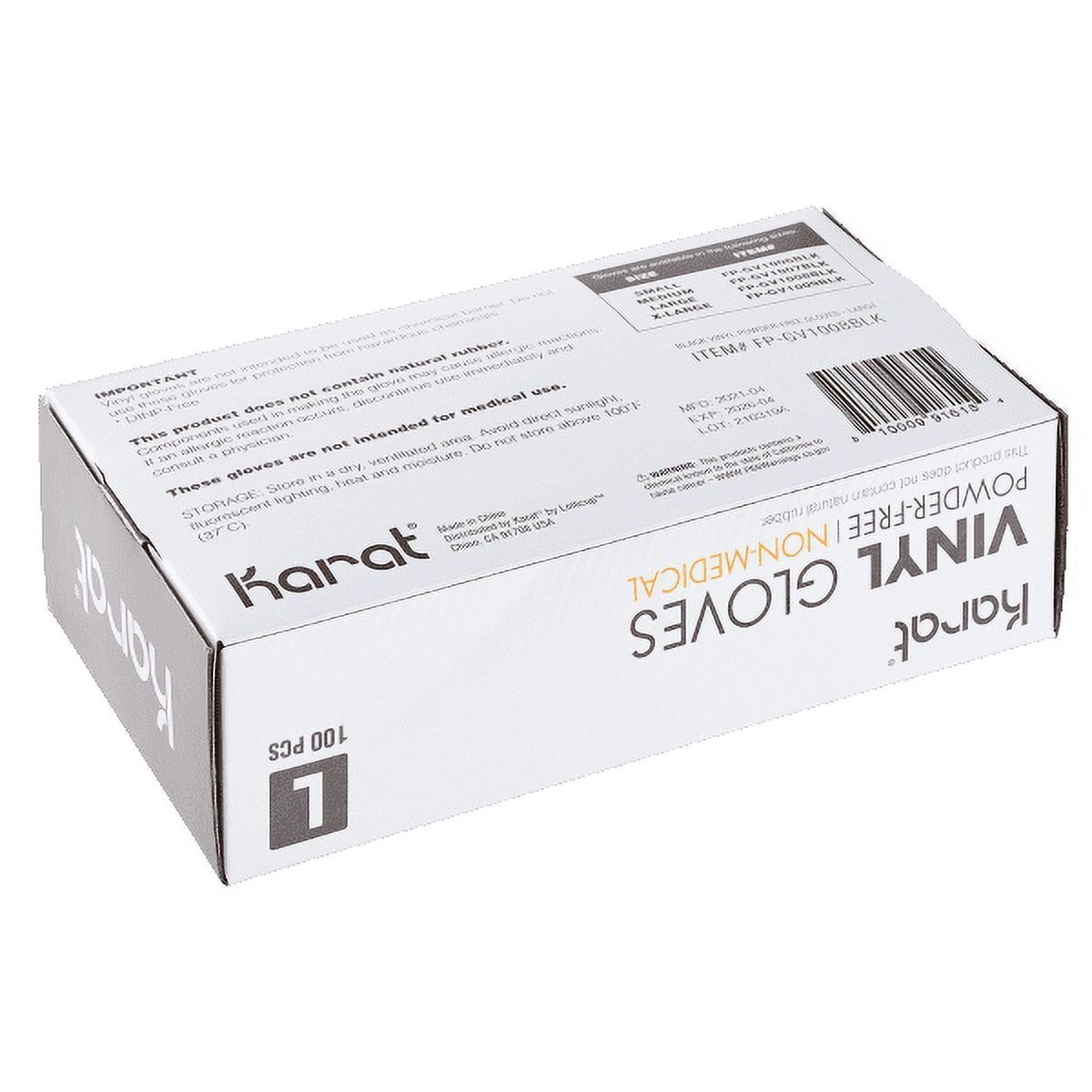 Karat Black Vinyl Powder-FREE Glove - 1000 pcs (Large)