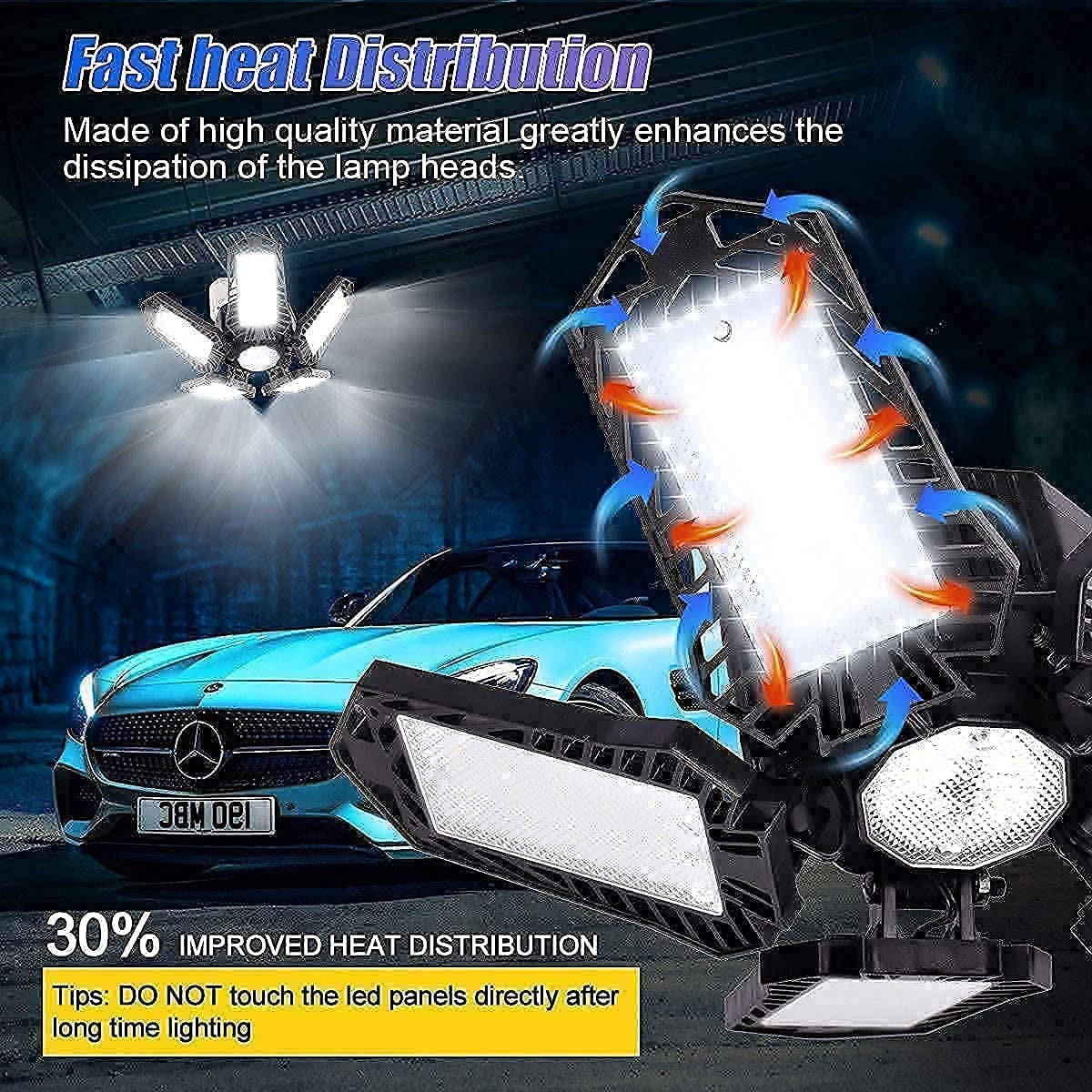 General LED Garage Lights Adjustable 5-Leaf 100W 10000 Lumens Daylight