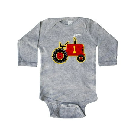 

Inktastic Red Tractor 1st Birthday Gift Baby Boy Long Sleeve Bodysuit
