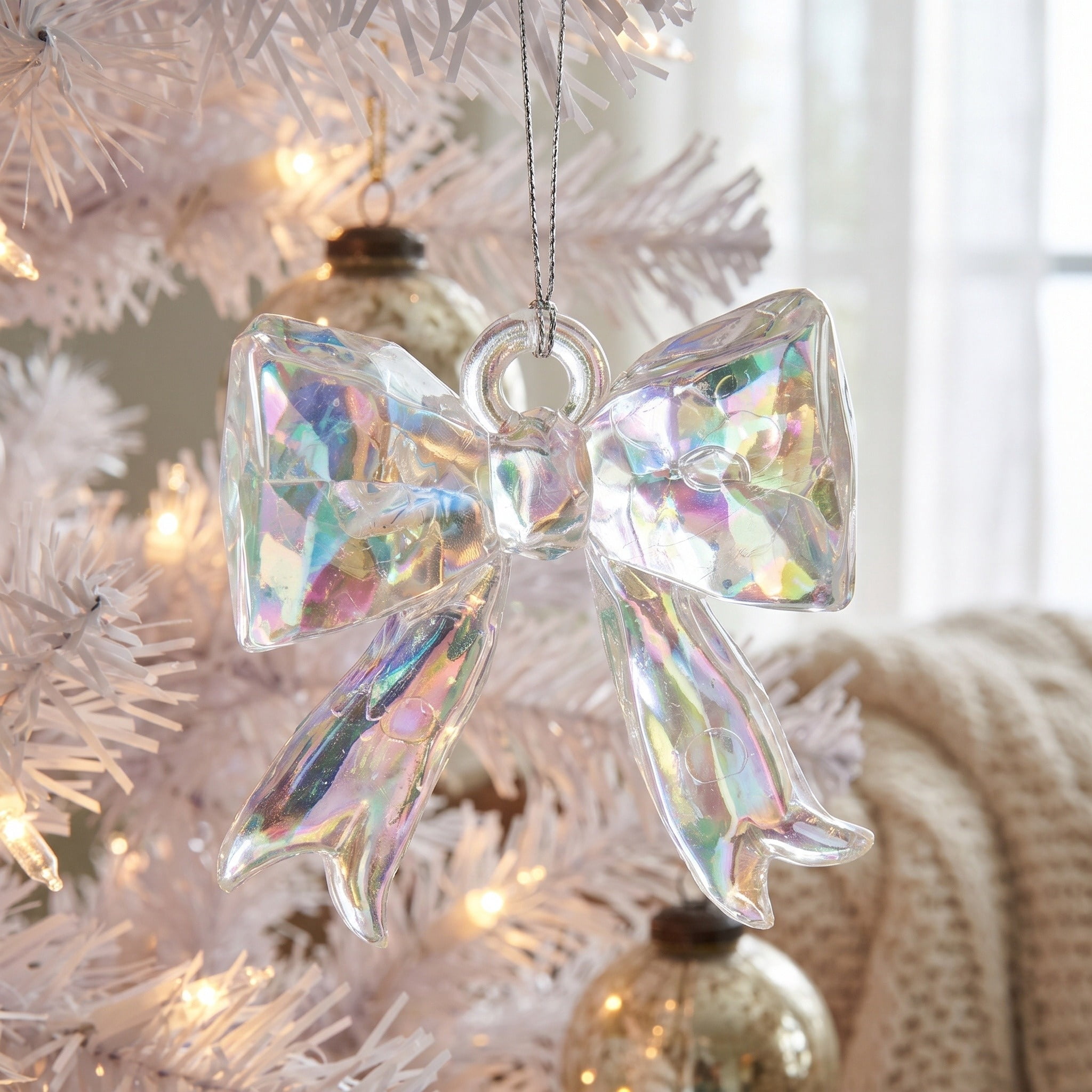 4-Count Iridescent Bow Mini Christmas Ornaments, 1.5", by Holiday Time