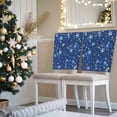 thumbnail image 3 of Navy Blue Christmas Snowflakes Chair Covers Set of 1 Winter Snowfall Shiny White Chair Back Covers Stretch Removable Washable Slipcovers Protector for Dining Room Kitchen Party Decor, 3 of 5